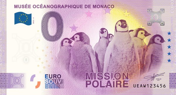 0 Euro Souvenir bankovka - MUSÉE OCÉANOGRAPHIQUE DE MONACO 2023-4