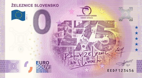 0 Euro Souvenir bankovka - ŽELEZNICE SLOVENSKO 2023-2