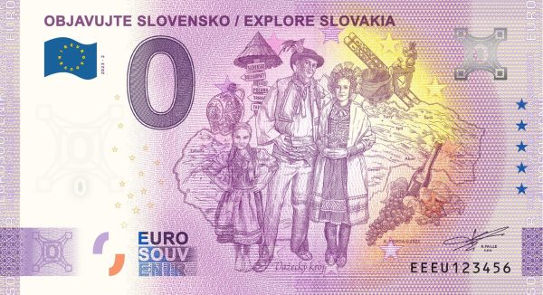 0 Euro Souvenir bankovka - OBJAVUJTE SLOVENSKO / EXPLORE SLOVAKIA 2023-2 (Važecký kroj)