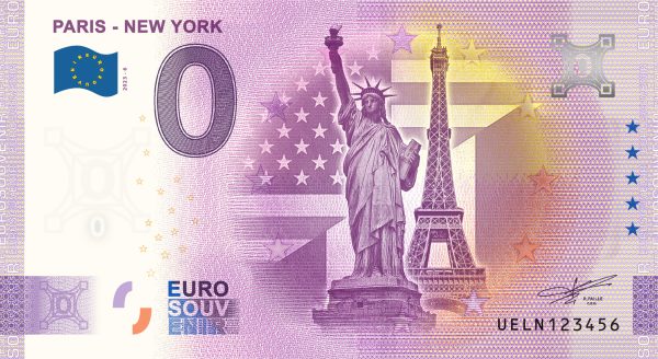 0 Euro Souvenir bankovka - PARIS - NEW YORK 2023-6