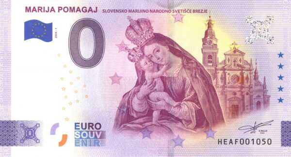 0 Euro Souvenir bankovka - MARIJA POMAGAJ 2024-1
