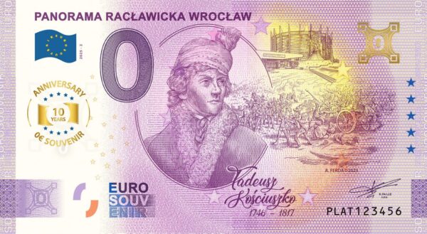 0 Euro Souvenir bankovka - PANORAMA RACŁAWICKA WROCŁAW 2025-2 - ANNIVERSARY