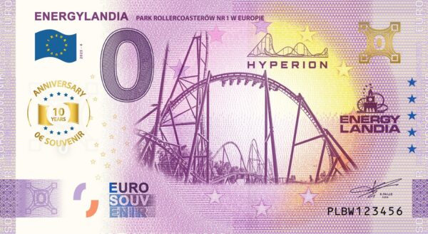0 Euro Souvenir bankovka - ENERGYLANDIA 2025-4 - ANNIVERSARY