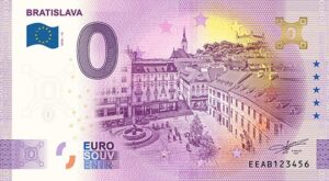 0 Euro Souvenir bankovka - BRATISLAVA - Hlavné námestie 2026-15 so zlatým hologramom