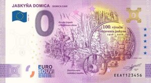 0 Euro Souvenir bankovka - JASKYŇA DOMICA 2026-10 so zlatým hologramom