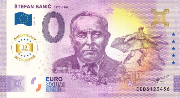 0 Euro Souvenir bankovka - ŠTEFAN BANIČ 2025-12 - ANNIVERSARY