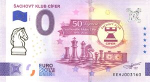 0 Euro Souvenir bankovka - ŠACHOVÝ KLUB CÍFER 2026-2 so zlatou prítlačou