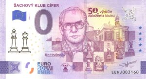 0 Euro Souvenir bankovka - ŠACHOVÝ KLUB CÍFER 2026-1 so zlatou prítlačou