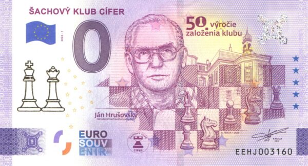 0 Euro Souvenir bankovka - ŠACHOVÝ KLUB CÍFER 2026-1 so zlatou prítlačou