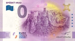 0 Euro Souvenir bankovka - SPIŠSKÝ HRAD 2026-3 so zlatým hologramom