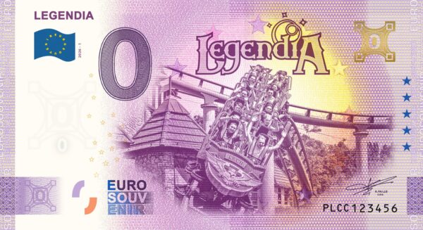 0 Euro Souvenir bankovka - LEGENDIA 2026-1 so zlatým hologramom