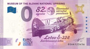 0 Euro Souvenir bankovka - MUSEUM OF THE SLOVAK NATIONAL UPRISING 2026-11 so zlatým hologramom