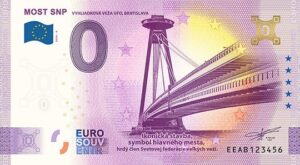 0 Euro Souvenir bankovka - MOST SNP 2026-8 so zlatým hologramom