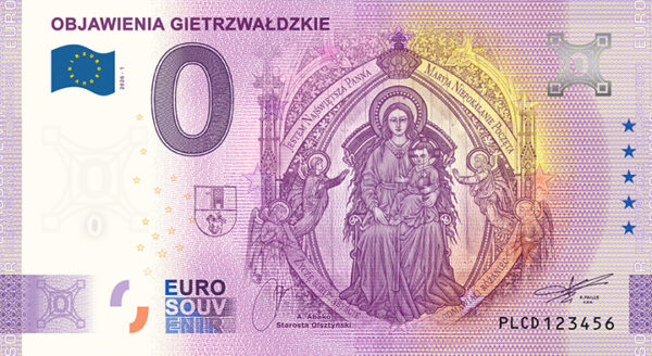 0 Euro Souvenir bankovka - OBJAWIENIA GIETRZWAŁDZKIE 2026-1