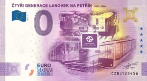 0 Euro Souvenir bankovka - ČTYŘI GENERACE LANOVEK NA PETŘÍN 2026-5 so zlatým hologramom