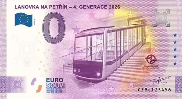 0 Euro Souvenir bankovka - LANOVKA NA PETŘÍN – 4. GENERACE 2026 | 2026-6