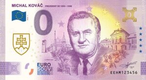 0 Euro Souvenir bankovka - MICHAL KOVÁČ 2026-1 so zlatou prítlačou