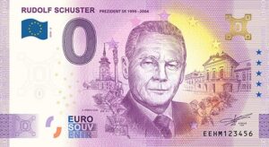 0 Euro Souvenir bankovka - RUDOLF SCHUSTER 2026-2 so zlatým hologramom