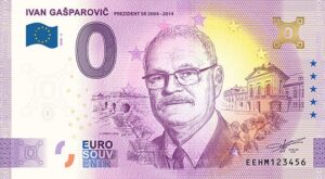 0 Euro Souvenir bankovka - IVAN GAŠPAROVIČ 2026-3 so zlatým hologramom